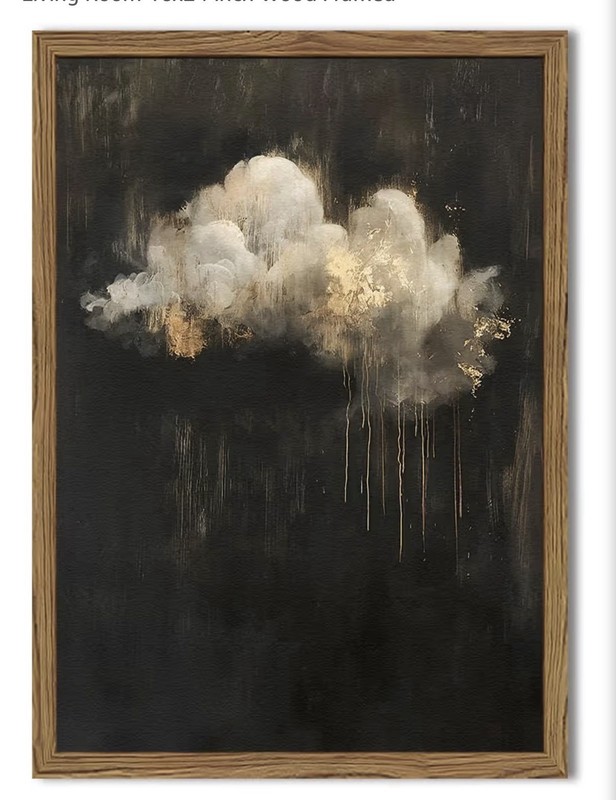 Dark Moody Cloud Wall Art, Abstract Gothic Academia 16x24 Framed Lightweight 
