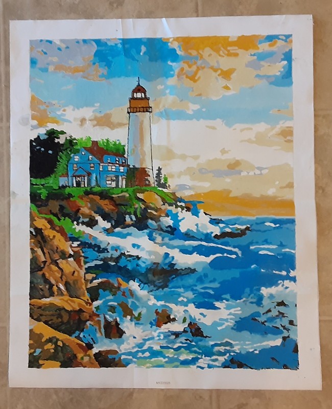 Hand Painted By Number Painting on Canvas Completed Unframed 16×21 Cm