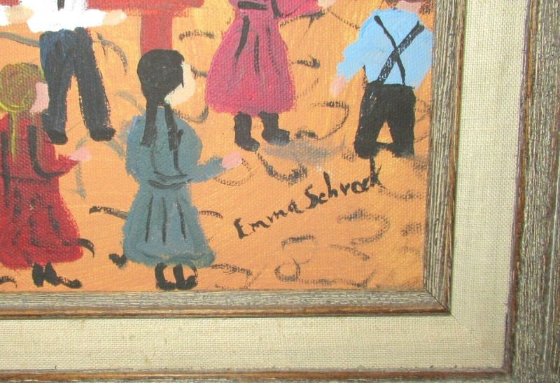 EMMA SCHROCK "THE SPELLING BEE" ORIGINAL OIL ON CANVAS PAINTING DATED 1988 gallery