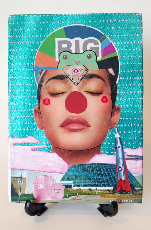 Original Pop Art 7×5 Mixed Media Painting Collage Wall Art Canvas Panel Decor
