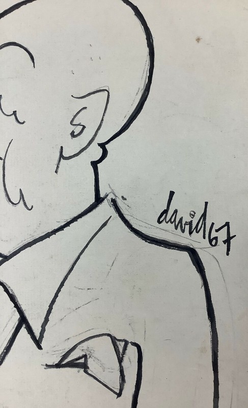 Juan David. Caricature. Untitled, 1967. Ink on cardboard. Original signed. gallery