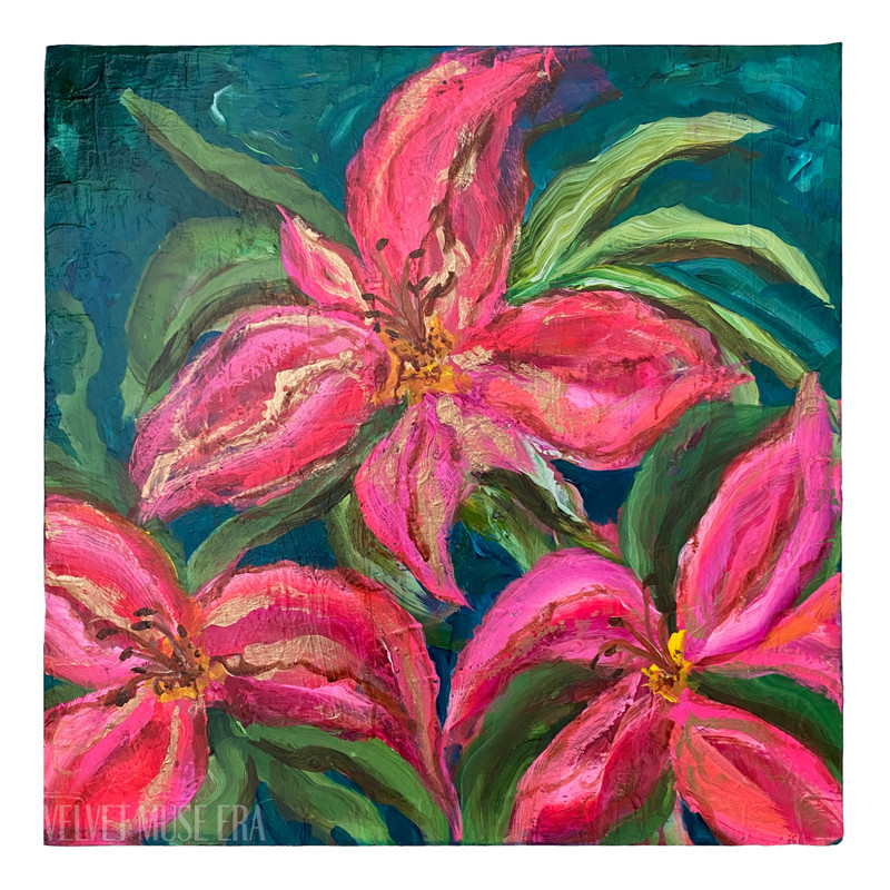 Tropical Florals 20x20 Original Art Expressionism Botanical Abstract Painting gallery