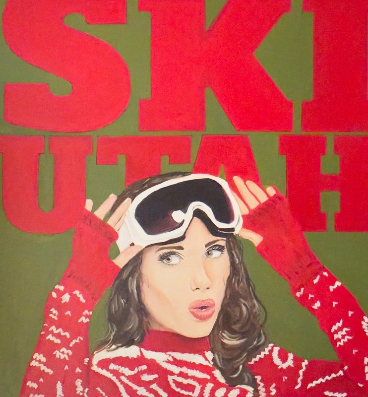 Utah Ski Original Artwork by seller 36 x 36" 1of kind Original Skiing Art gallery
