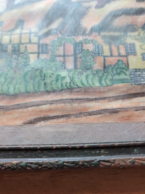 19th Century Beautiful Dutch Scene On FABRIC With Original Frame. 12x15 gallery