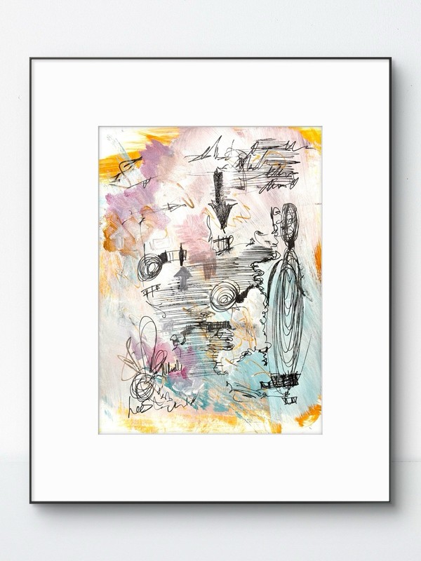 Original Abstract Expressionism 9×12 Mixed Media Paper Signed Wall Art Decor 22