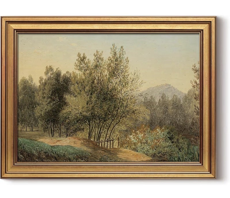 Gold Framed Vintage Wall Art The Quiet of the Alps English Country Decor 16×12