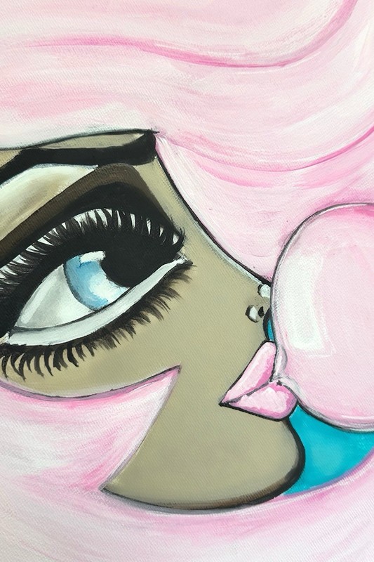 Contemporary Pop Art Painting On Canvas Board | “Pink Ocean Breeze”| Lowbrow