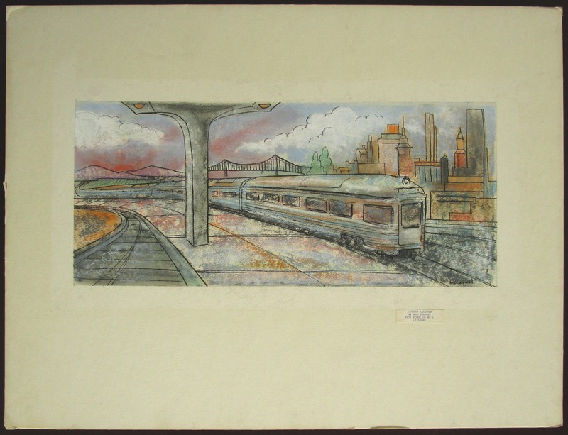 LOUISE AUGUST Original Mixed Media, City Subway, Signed