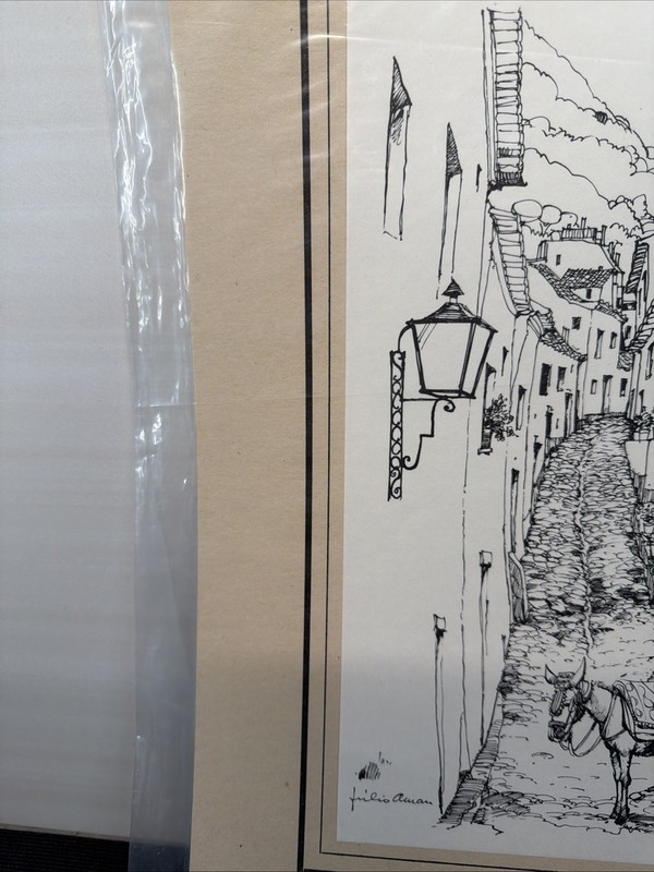 Print Sketch Monchique, Algarve, Portugal City Scape Signed Julio Amaro P14 gallery