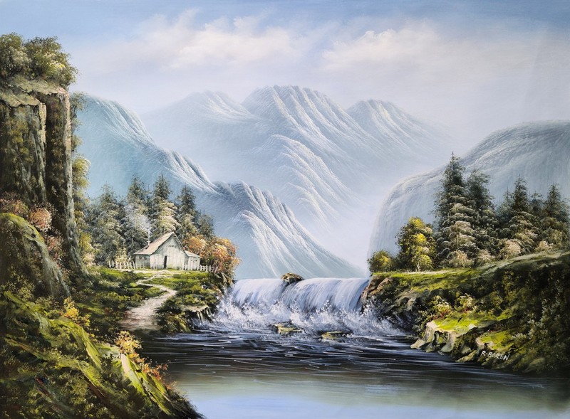 Landscape «signed by R. Boren» #5G-1, 36×48, Hand Painted Oil Painting on Canvas