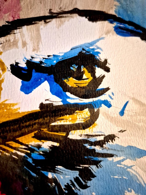 Original Acrylic 11x14 Abstract Animal Painting Signed Bold Eagle Wall Art P228 gallery