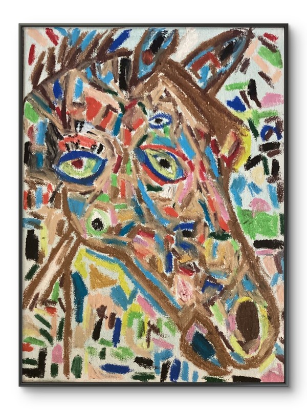 Basquiat Style Graffiti Abstract Horse Western Art Original 11 by 14 on Canvas