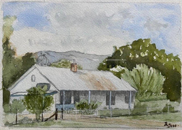 JOHN ROBBINS AUSTRALIAN FRAMED WC "HOUSE IN EUROBIN VICTORIA" C 1990 gallery