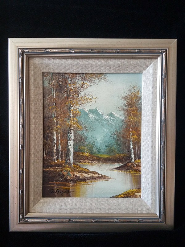 Beautiful Oil Painting With Nature Scenery Signed R. RIGATTI, 14″x12″ Framed