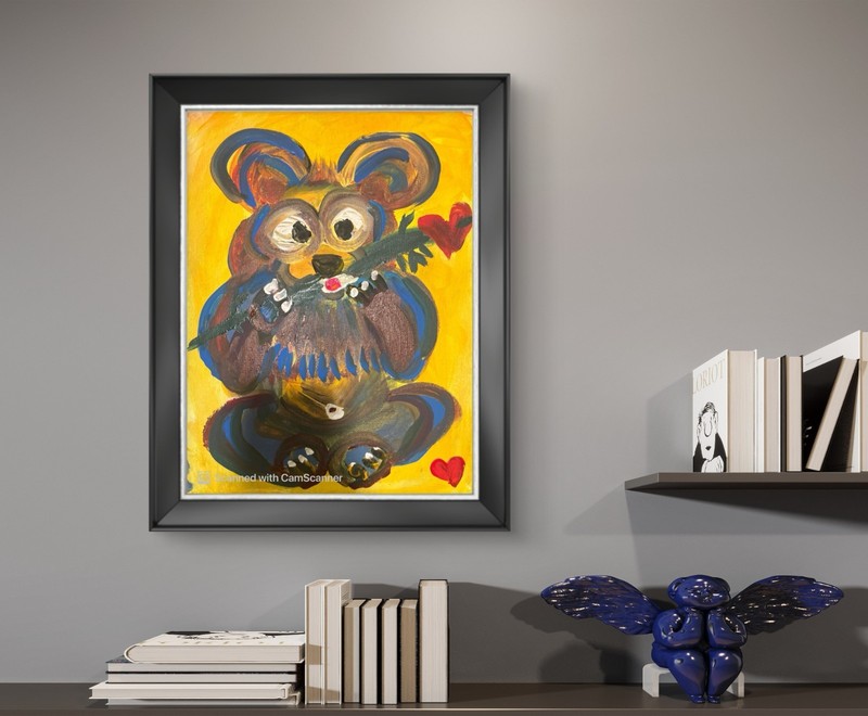 BLESSED#947 12x9 Bear Canvas Original Art Neo Abstract Expressionism gallery