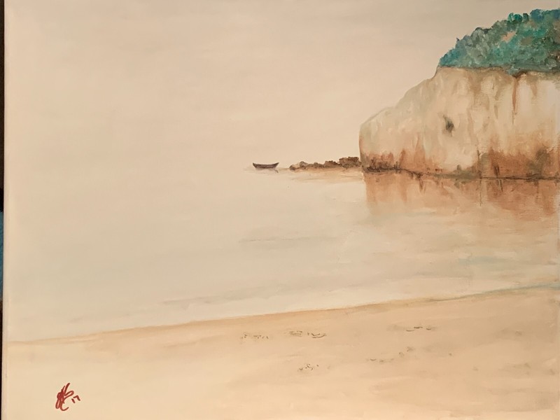 Waiting on the Edge (Hand painted original art) 16×20 Medium oil painting