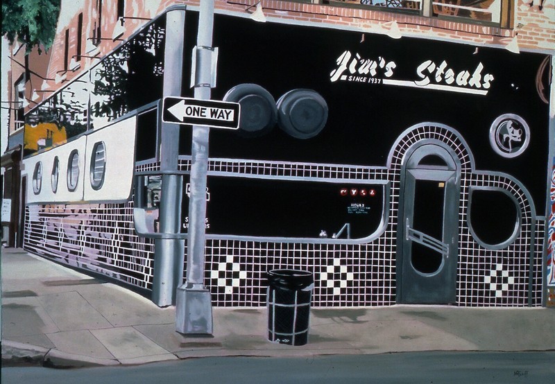 Jim’s Steaks — Original Oil Painting by Renowned Photorealist Mark Schiff