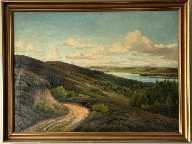 EUGENE DU THEIL ANTIQUE LANDSCAPE IMPRESSIONIST OIL PAINTING OLD VINTAGE 1930s