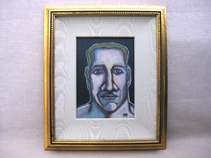 Male Portrait Painting Framed Original Fine Art Wall Decor Framed Vintage Frame