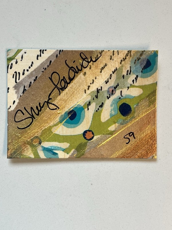 Hedrick Signed Original ACEO Mini Painting Peony Rose Flower Butterfly gallery