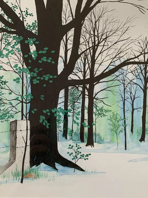 Original Watercolor Painting Trees Tree Forest Landscape By Ford gallery