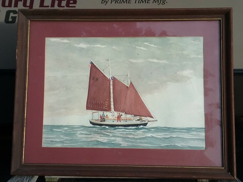 TED KOEPPER Listed Artist Watercolor signed FRAMED MATTED BOAT JOLIE BRISE YACHT