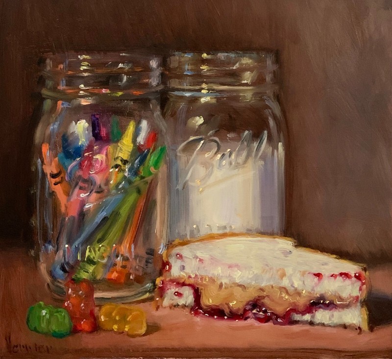 PBJ Gummy Crayons Milk (Hand Embellished) by VERRIER Still life oil painting