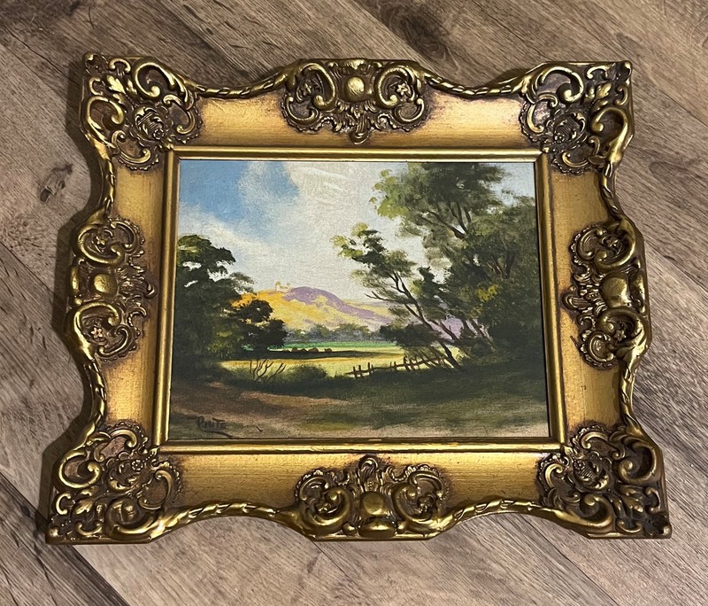Vintage Painting Oil on Canvas »RURAL LANDSCAPE» Landscape Signed by Pinto ✓