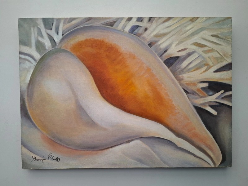 Georgia O’Keeffe (Handmade) Oil On Canvas Painting Signed and Stamped, 20×28 in.