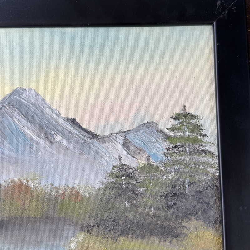 Oil Painting Signed Original Mountain Landscape 9x12 Canvas On 11x14 Wood Frame gallery