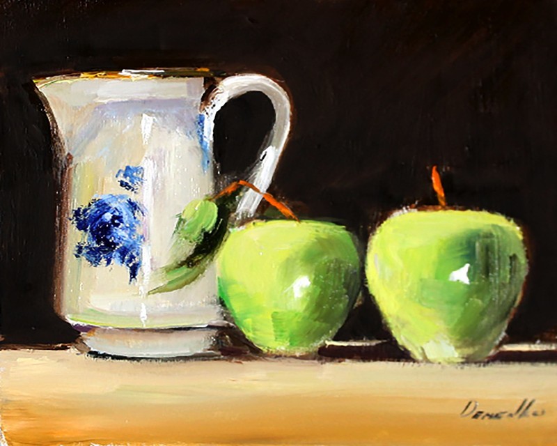 apples still life Oil painting UKRAINE 8×10 DEMENKO NATALIA