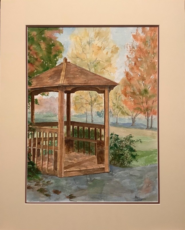 Becky (Rebecca) Dietrich (D’Bec) Original Watercolor Park Gazebo