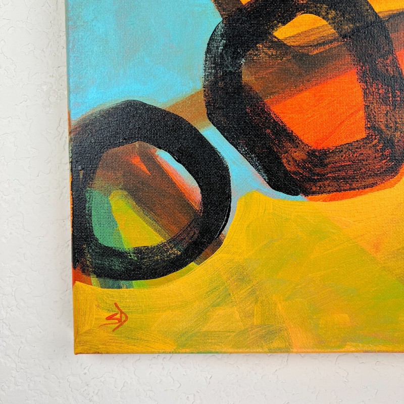 Modern Abstract Painting Graphic Shapes High Contrast 12x16 Original on Canvas gallery