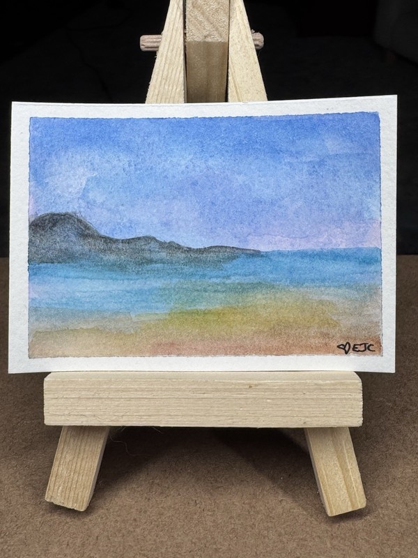ACEO Original Watercolor Seascape “Beyond the Horizon” 3 of 4 Emmyjocreatesart