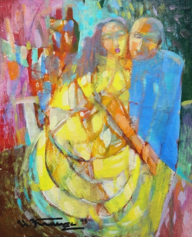 Uldis Krauze - Tango. 1998, cardboard, oil, 36.5x30 cm