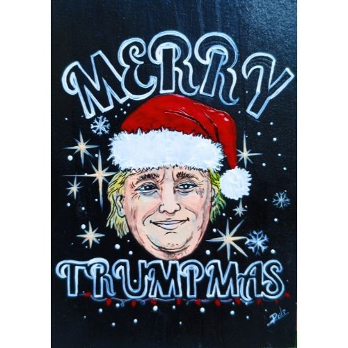 ACEO Original Christmas & TRUMP USA 2025 TRADING Pop Art Card Painting NEW OOAK gallery