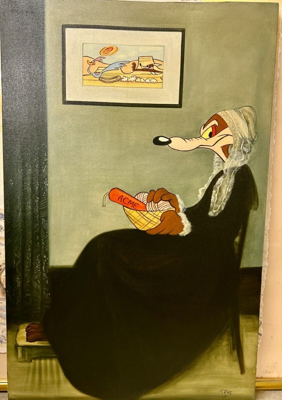 Warner Bros Studio Stores Original acrylic painting, Wile E. Whistler, 1994