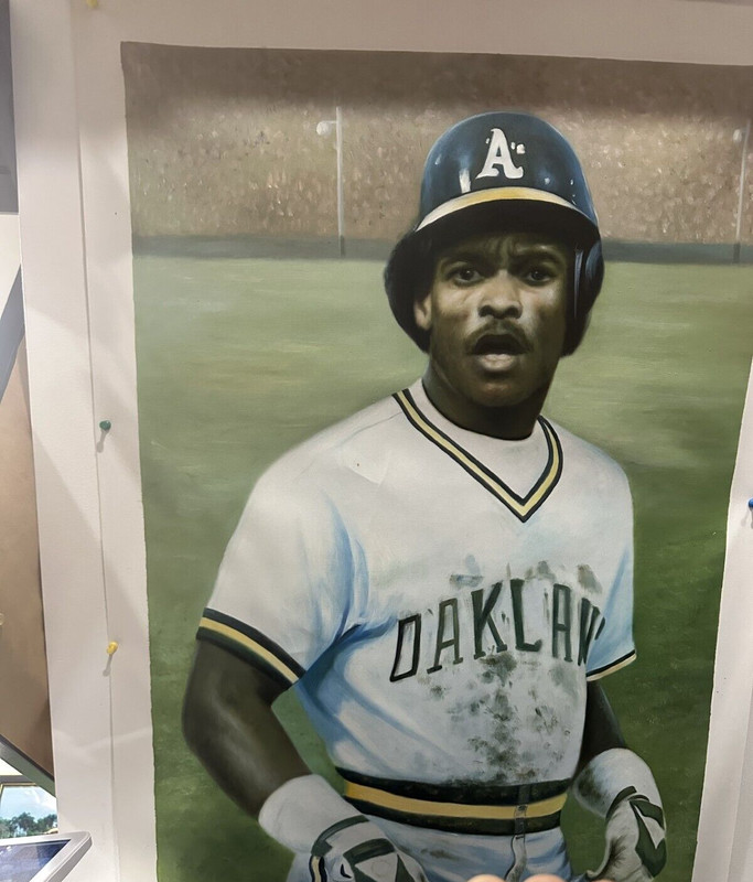 Rickey Henderson Painting. baseball art size 27 x 40