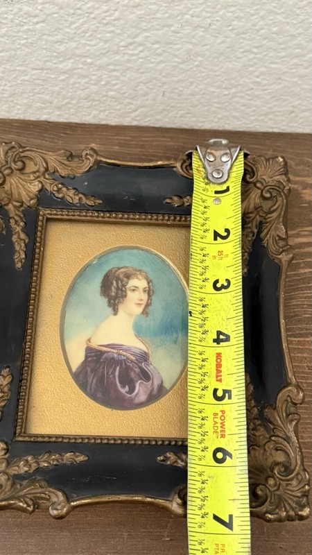 Antique Signed Hand Painted Miniature Portrait Painting Woman gallery