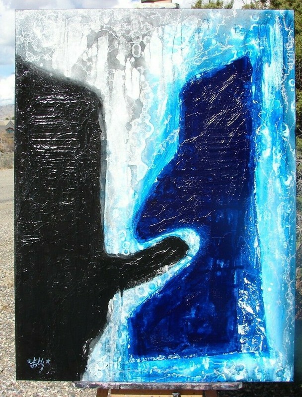 Modernist LARGE ABSTRACT PAINTING Expressionist MODERN ART SINNER FOLTZ gallery