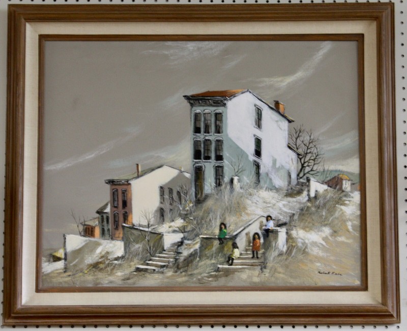 Robert Fabe Painting MAY MORNING Tempera On Canvas. Signed Lower Right. Framed