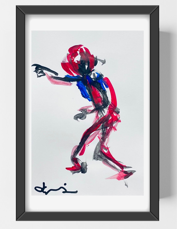 GUAJARDO Original Expressionism Spider Hero 9X6 Paper Signed Art