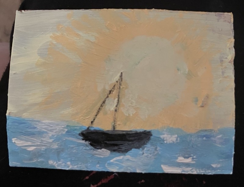 Sunshine Boat ACEO Original Painting