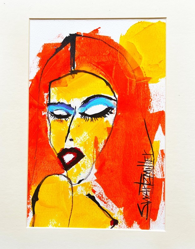 FRAMED Colorful SEXYYOUNG LADY Portrait POP ART PAINTING SWARTZMILLER DNA SIGNED