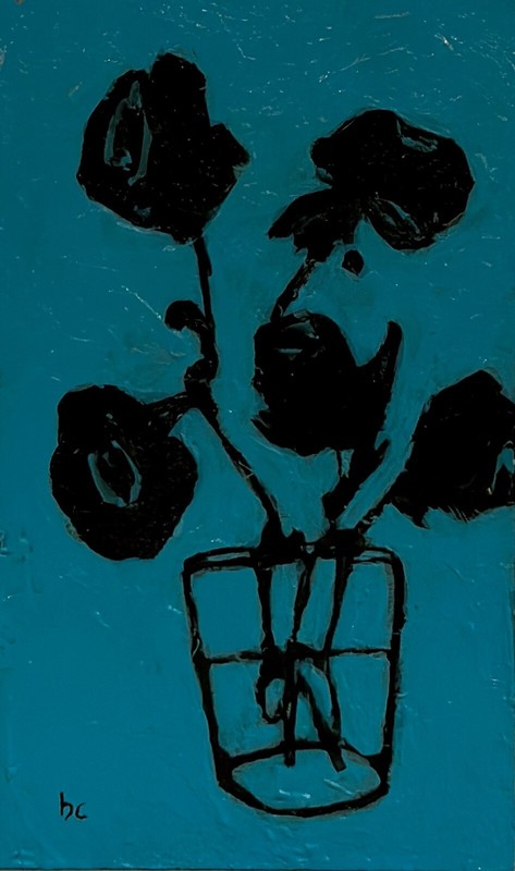 OUT WITH THE OLD Original Abstract BLACK Floral Painting Beth Capogrossi Texture