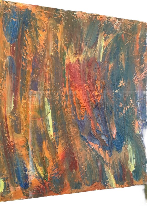 VTG Modern Orange Purple Blue Green Abstract Canvas 16”x20” gallery