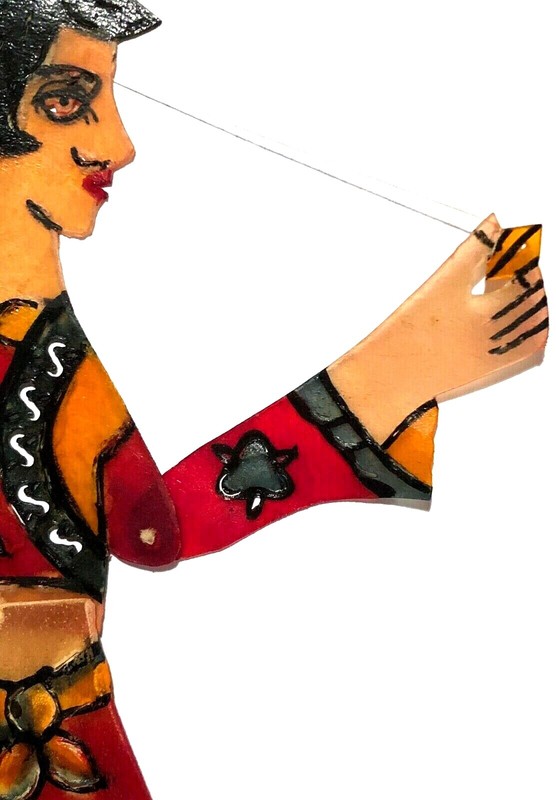 VINTAGE KARAGOZ TURKEY HAND PAINTED LEATHER SHADOW PUPPET FIGURE FOLK ART gallery