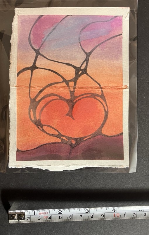 Liz Sipe Art “Ruby” Original Watercolor And Sharpie Black Ink 4×5 Inch Painting