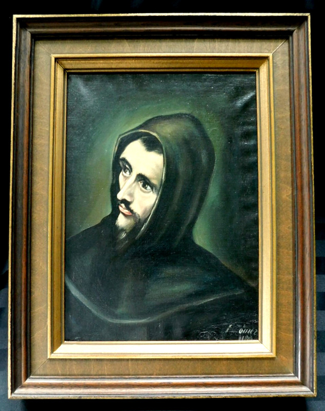 SPANISH SCHOOL WELL DONE VINTAGE ORIGINAL OIL PAINTING OF A PRIST
