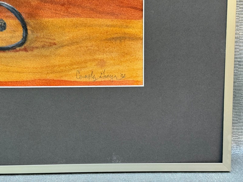 LARGE WATERCOLOR PAINTING SIGNED CONOLY GRAYER? ILLEGIBLE 2002 STILL LIFE FRUITS gallery